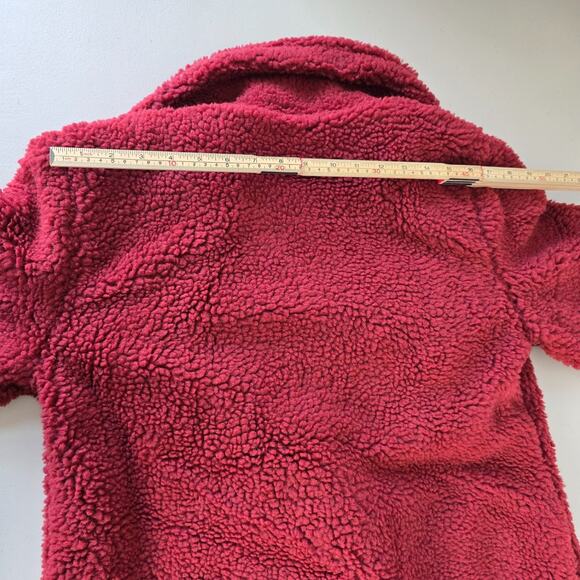 NEW Eilly Bazar Teddy Coat Women's M Burgundy Fuzzy Fleece Button NWOT - Picture 12 of 16